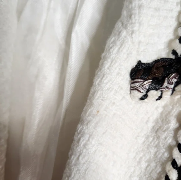 Zara Textured White Brown Button Blazer size Medium - Picture 8 of 9